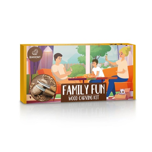 Beaver Craft  DIY09  Family Fun Wood Carving Starter Kit - Two Knives, Two Blocks, and More