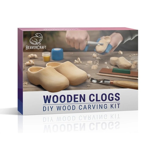 Beaver Craft  DIY10 Wooden Clogs Carving Kit