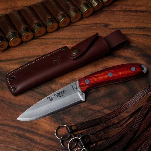 Cudeman 123-K Cesar Bozal Fixed Blade Knife, Cocobolo, Leather Sheath