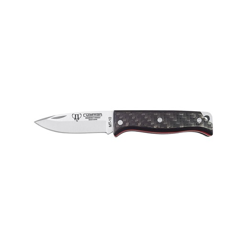 Cudeman 332-C Mt-10 Small Folding Knife, Carbon Fibre W/Red Liners