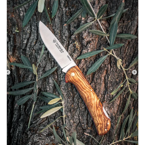 Cudeman 388-Lf Pandora Back Lock Folding Knife, Olive Wood Plus Leather Sheath