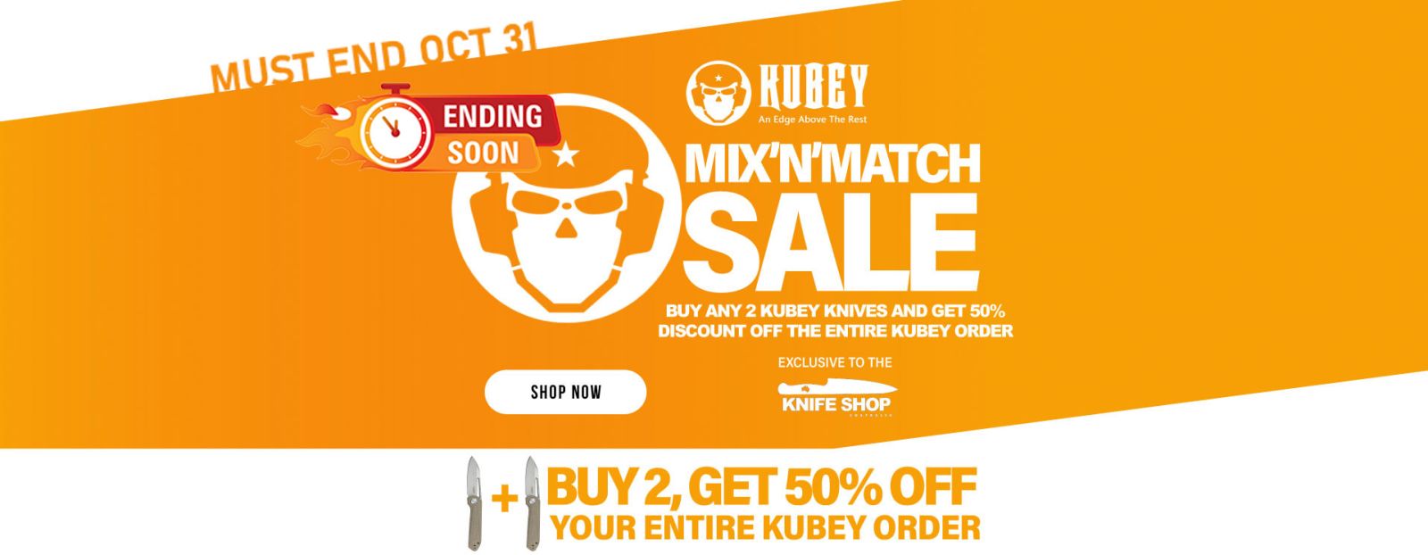 Kubey Mix'n'Match Sale 50% Off your entire Kubey order when you buy more than one Kubey Knife