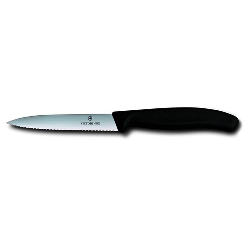 Victorinox Paring, 10Cm Pointed, Wavy, Blk 6.7733