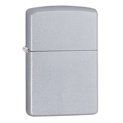 Zippo Satin Chrome Lighter With Fluid And Flints