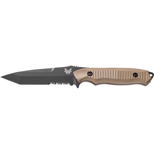 Benchmade 141Sbksn Nimravus Fixed Blade Knife - Tanto, Black Serrated, Sand Handle 