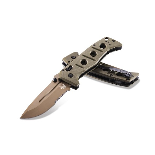 BENCHMADE Benchmade 275SFE-2 Adamas Axis Folding Knife, Flat Earth Part Serrated Knife