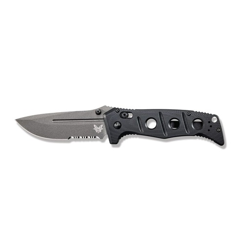 BENCHMADE Benchmade 275SGY-1 Adamas Axis Folding Knife, Black Part Serrated Knife