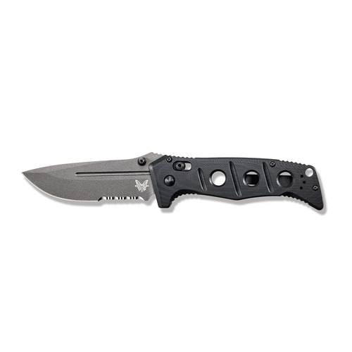 Benchmade 275SGY-1 Adamas Axis Folding Knife, Black Part Serrated