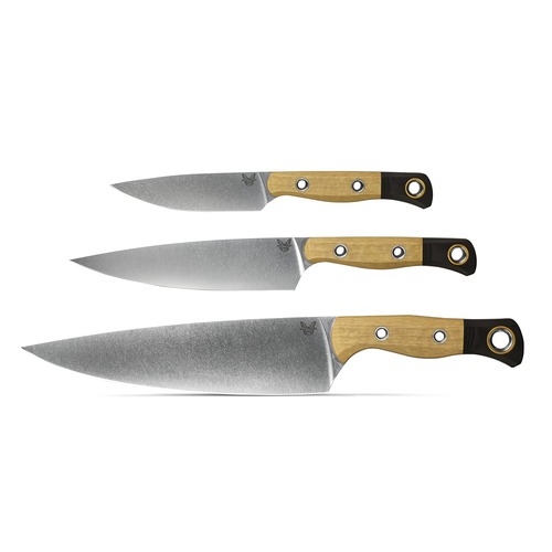 Benchmade B4000-02 3-Piece Cutlery Fixed Blade Set, Stonewash, Maple Valley Richlite/G10