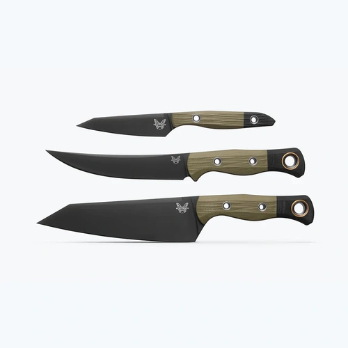 BENCHMADE Benchmade B4005BK-01 3-Piece Set, Black DLC, OD Green G10 Knife