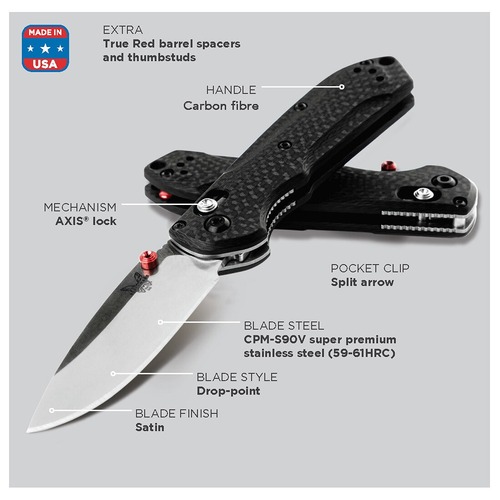 Benchmade 565-1 Mini Freek Axis Folding Knife, Carbon Fibre
