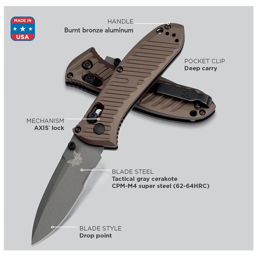 BENCHMADE 575SGY-2001 MINI PRESIDIO II Tactical Folding Knife, Serrated