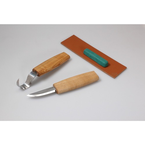 Beaver Craft S01L Spoon Carving Set (Left Handed) - 2 Knives, Strop, Polishing Compound