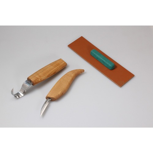 BeaverCraft S13 Wood Carving Tools Set for Spoon Carving 3 Knives in Tools Roll Leather Strop and Polishing Compound Hook Sloyd Detail Knife Right