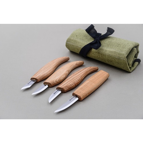 BEAVER CRAFT S07 Basic Wood Carving Set - 4 Knives + Roll
