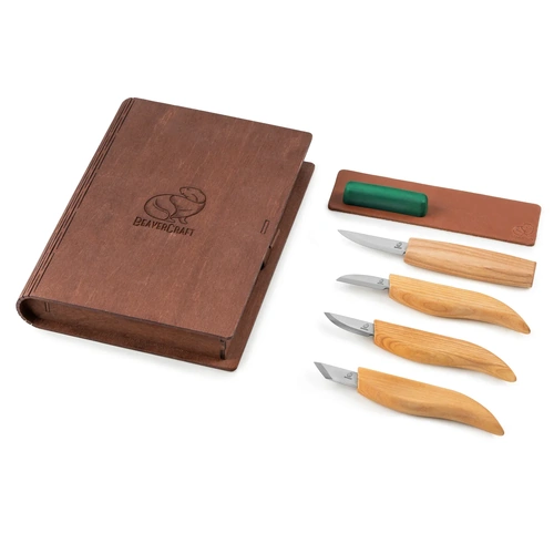 BEAVERCRAFT Basic Set of 4 Knives in gift book-box Knife