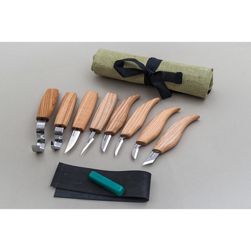 BEAVER CRAFT S08 Wood Carving Set - 8 Knives, Roll + Accessories