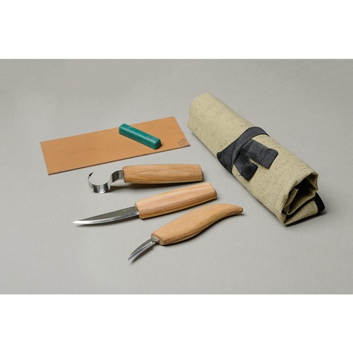 Beaver Craft S13 Spoon Carving Set - 3 Knives, Roll + Accessories 