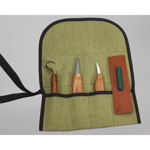 Beaver Craft S17L Spoon And Whittle Carving Set (Left Handed) - 3 Knives, Roll + Accessories