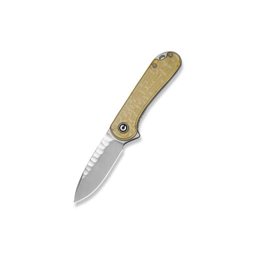 CIVIVI Elementum CIVIVI Polished Yellow Ultem Handle Satin Finished Nitro-V Blade With Rock-Grind Pa