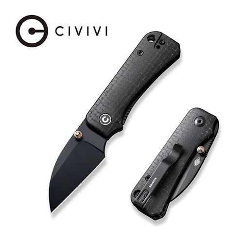 CIVIVI C19068SC-1 Baby Banter Wharncliffe Folding Knife, Black Burlap Micarta