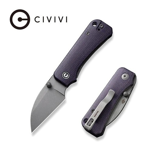 CIVIVI C19068SC-2 Baby Banter Wharncliffe Folding Knife, Purple Canvas Micarta