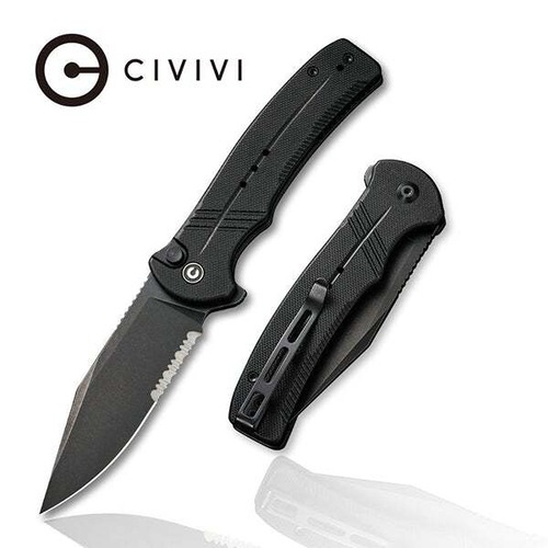 CIVIVI C20038E-1  COGENT Folding Knife, Button Lock Flipper, Part Serrated