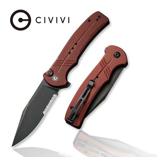 Civivi C20038E-2  Cogent Folding Knife, Button Lock Flipper, Part Serrated