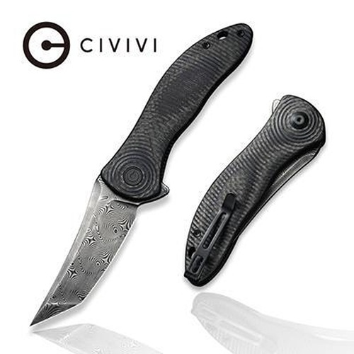 Civivi C20075B-Ds1  Synergy3 Folding Knife, Black Rubbed Damascus