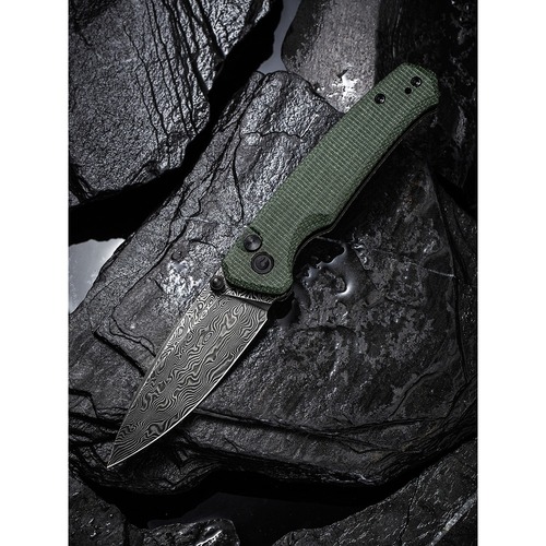 Civivi C20076-Ds1 Altus Folding Knife, Green Micarta, Damascus