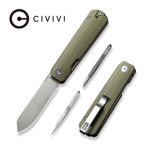 CIVIVI C21004B-1 Sendy Folding Knife, Milled Green/Red G10