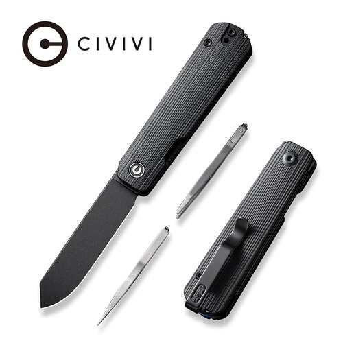 CIVIVI C21004B-2 Sendy Folding Knife, Milled Black G10