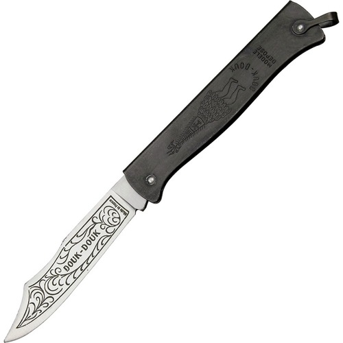 DOUK-DOUK 815 Folding Knife Carbon Steel Blade, Black Finish