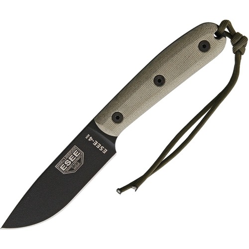 Esee Model 4 4Hm-B Fixed Blade Knife, Brown Leather Sheath