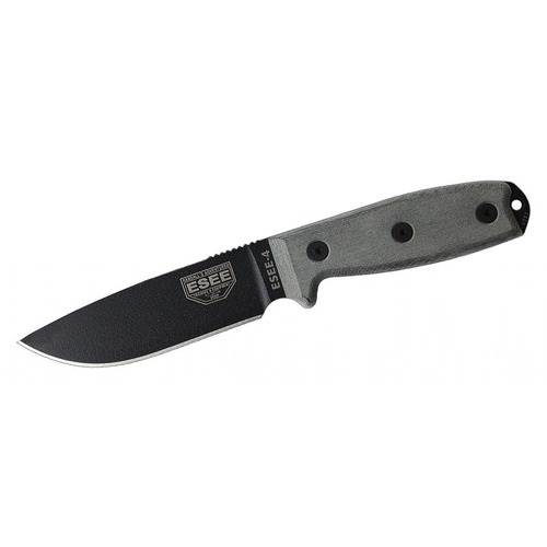 ESEE 4P-B Model 4 Fixed Blade Knife, Black Moulded Sheath - Authorised Aust. Retailer
