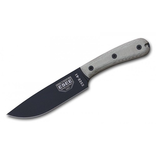 ESEE 6HM-B Modified Handle Fixed Blade Knife, Leather Sheath - Authorised Aust. Retailer