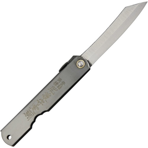 HIGONOKAMI 04BL Folding Knife Laminated SK5 Carbon Steel Blade, Black Finish