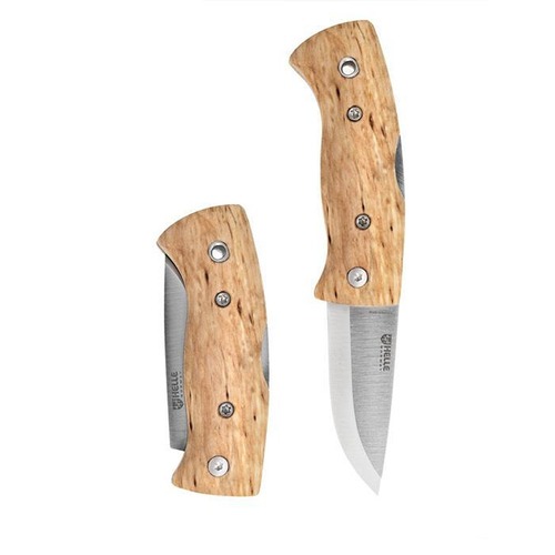 Helle Kletten  Folding Knife  55Mm Triple Laminated Blade Curly Birch Handle