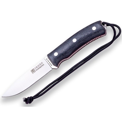 Joker Cm120  Bushcrafter Fixed Blade, Black Micarta