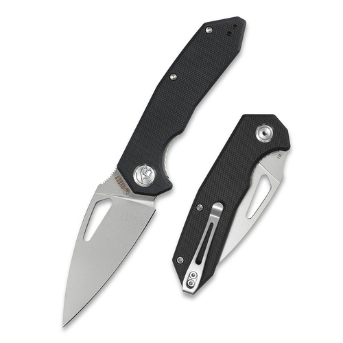 KUBEY KU122A COEUS Folding Knife, Beadblasted D2, Black G10