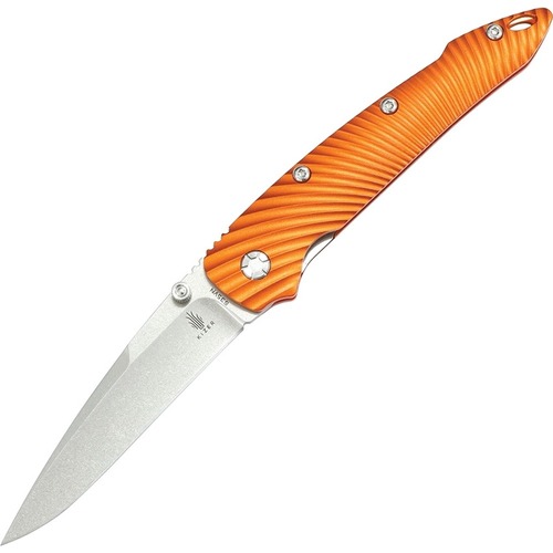 KIZER CUTLERY Sliver Sunburst Orange Folding Knife - Authorised Aust. Retailer