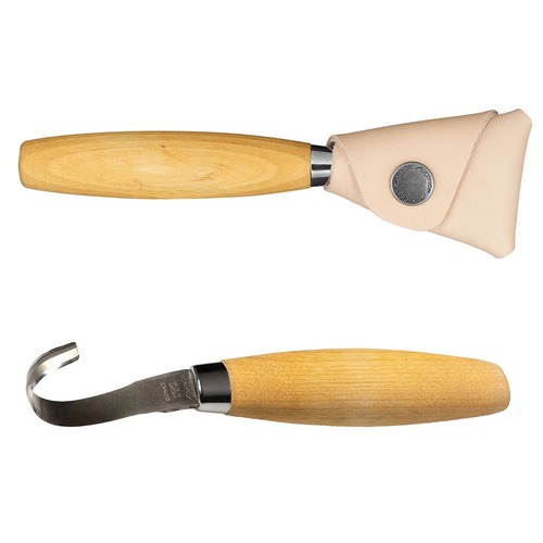 MORA 162 Wood Carving Hook Knife With Leather Sheath - Authorised Aust. Retailer