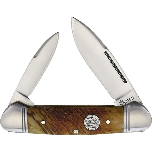 Queen Cutlery Canoe Sawcut Bone Folding Knife