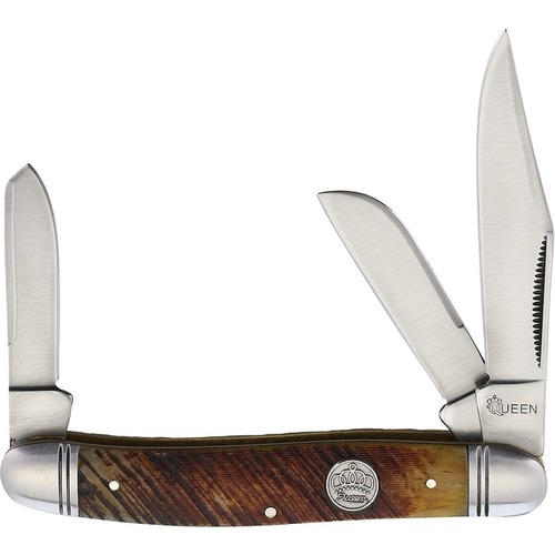 Queen Cutlery Stockman Sawcut Bone Folding Knife