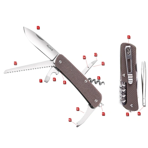 RUIKE M32-N Multifunction Folding Knife, Brown