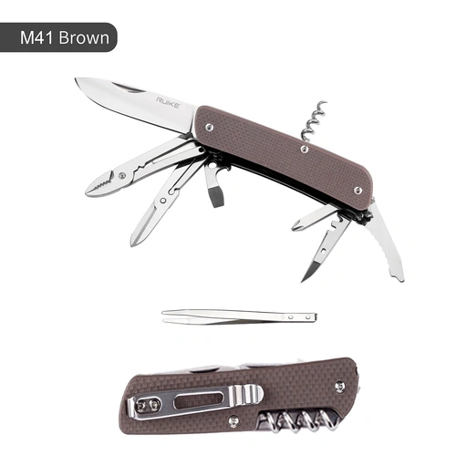 RUIKE M41-N Multifunction Folding Knife, Brown