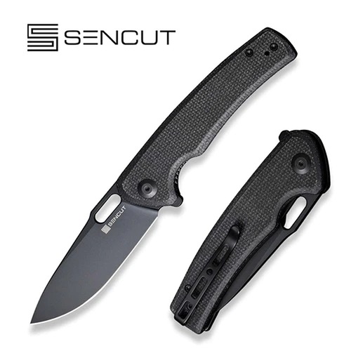 Sencut S20065-3 Vesperon Folding Knife, Black Canvas Micarta