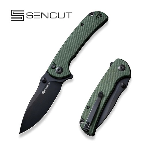 SENCUT S23032-3 Pulsewave Folding Knife, Green Canvas Micarta