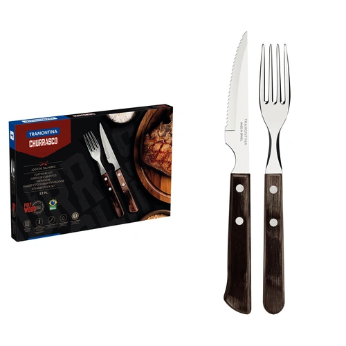 12PC CHURRASCO POLYWOOD SPANISH STEAK SET - BROWN