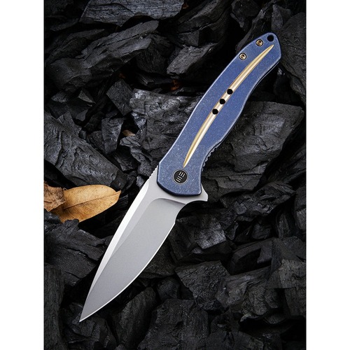 WE KNIFE 2001F KITEFIN Folding Knife, Blue Ti with Gold  DISCONTINUED